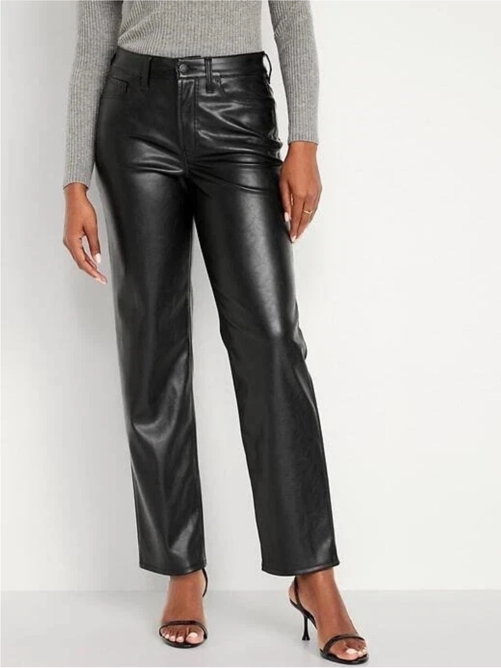 Old Navy High Rise OG Loose Faux Leather Pants-Black-Size 6-NWT